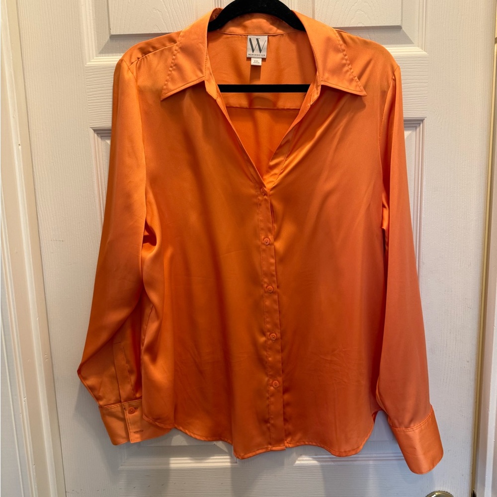 Worthington Women's Vibrant Orange Button Down Shirt